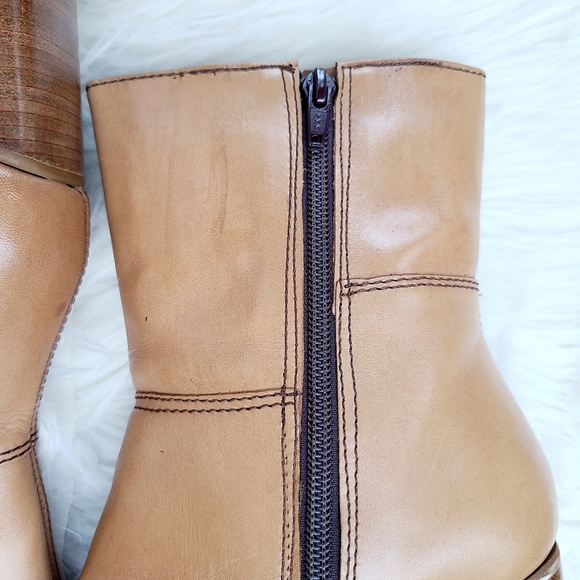 Candie’s Vintage Y2K 90’s Platform Block Heel Leather Boots 8.5 Tan Blonde - Picture 11 of 16